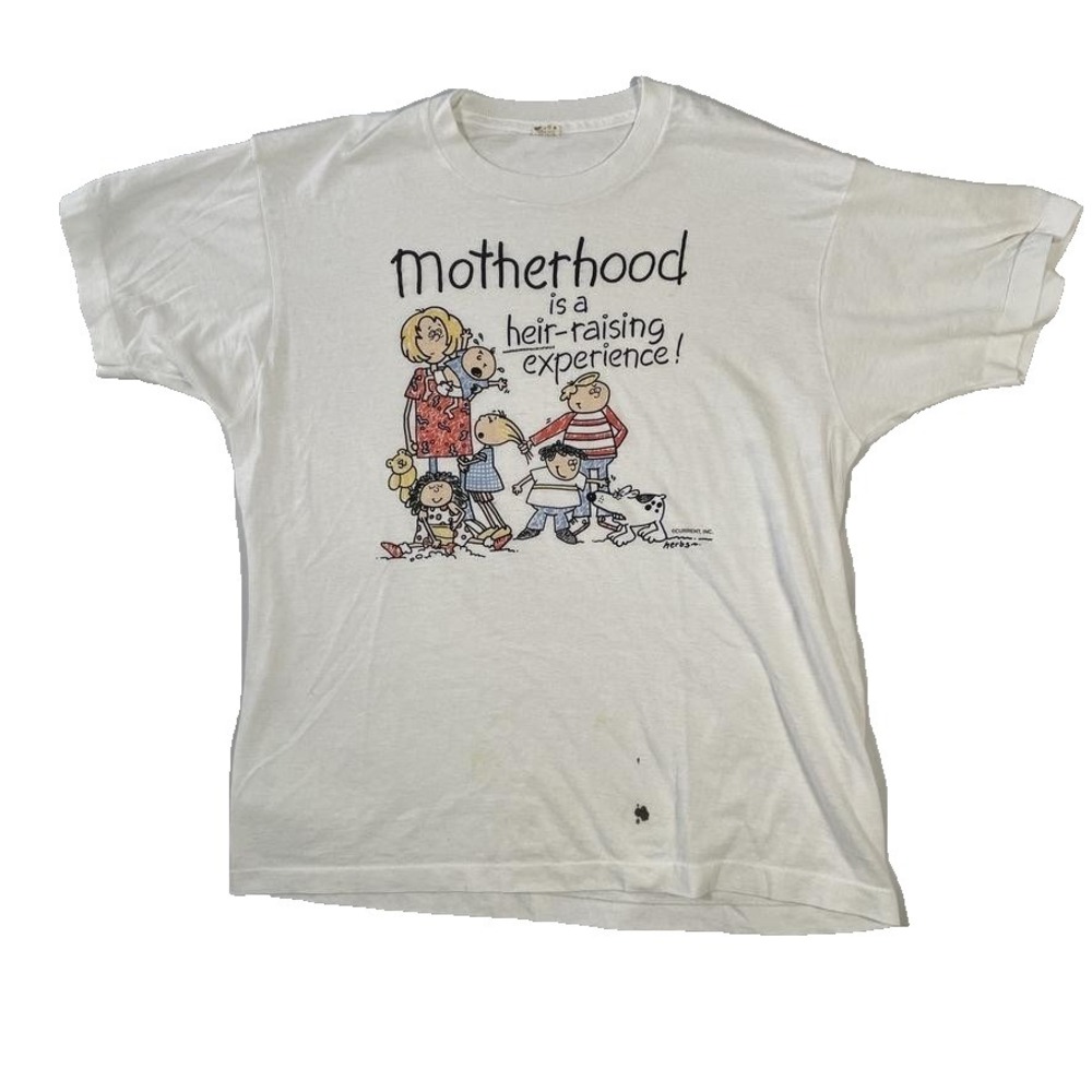 Vintage Screen Stars Shirt XL White Motherhood Heir Raising Graphic Tee USA